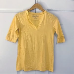Lucky Brand Yellow Quarter Sleeve Top